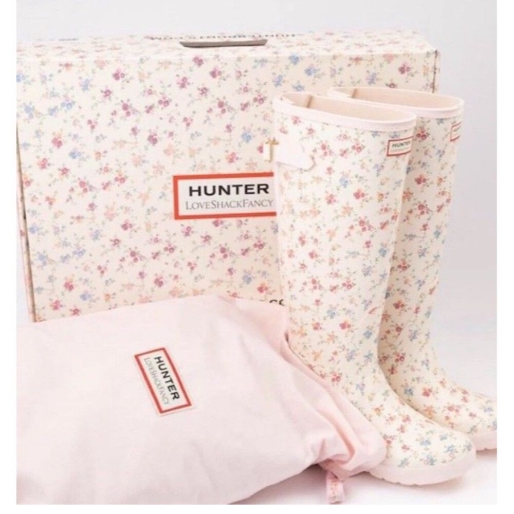 LoveShackFancy Cream Floral Tall Rain Boots - Picture 6 of 9
